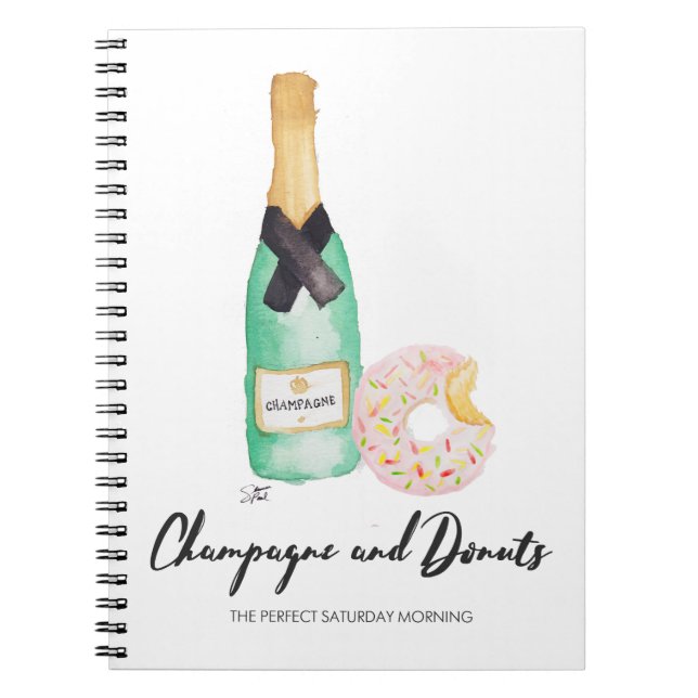 Champagne et carnet d'aquarelle de butées toriques (Devant)