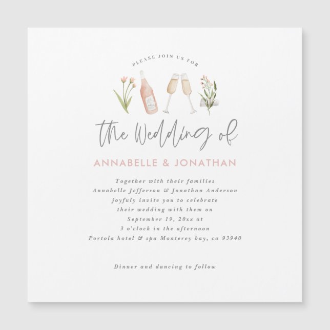 Champagne florale fleur sauvage script moderne (Devant)