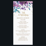 Champagne Florale Violet Gold Confetti Menu Mariag<br><div class="desc">Champagne Floral Violet Or & Grandes Mariages Aquarelle Confetti Menus Floral. Avec de jolies plumes & Fleurs et amusante police de brosse moderne. Consultez ma boutique pour voir l'ensemble de la suite mariage pour ce design !</div>