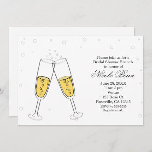 Champagne Glasses & Bulles Invitations Modernes