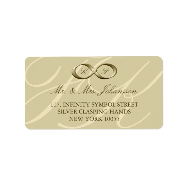 Champagne Gold Infinity Étiquettes de mariage (Devant)