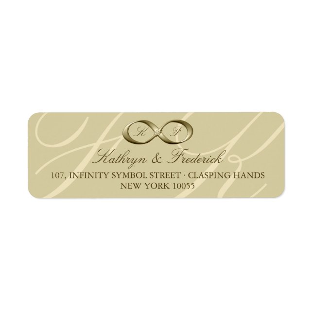 Champagne Gold Infinity Étiquettes de mariage (Devant)