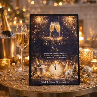 Champagne Midnight Toast Invitation
