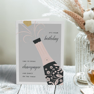 Champagne Pop Birthday Greeting Card