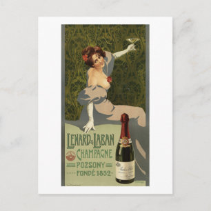 Champagne, Publicité, Femme, Carte Postale Vintage