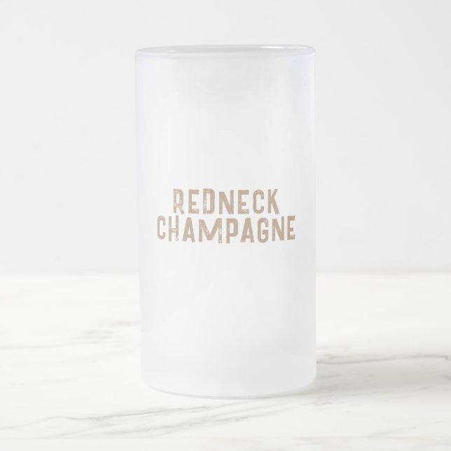 Champagne Redneck Frosted Glass Beer Mug (Centre)