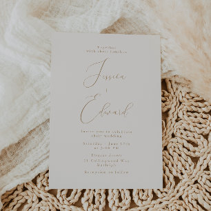 Champagne romantique et Faire-part de mariage d'or