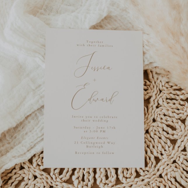 Champagne romantique et Faire-part de mariage d'or (Créateur téléchargé)