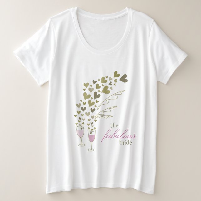 Champagne rosé et cœurs d'or, merveilleuse mariée (Design devant)