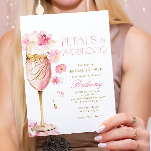 Champagne rose Floral Bridal Douche Invitation