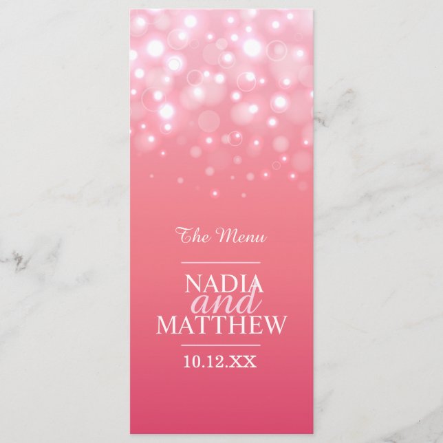 Champagne rose menu du dîner à quatre plats (Devant)