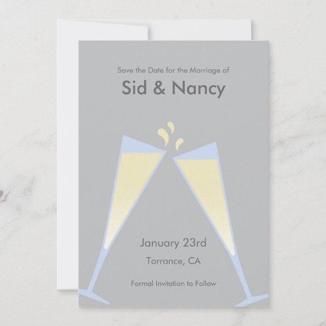 Champagne Sauvez la date Invitation (Devant)