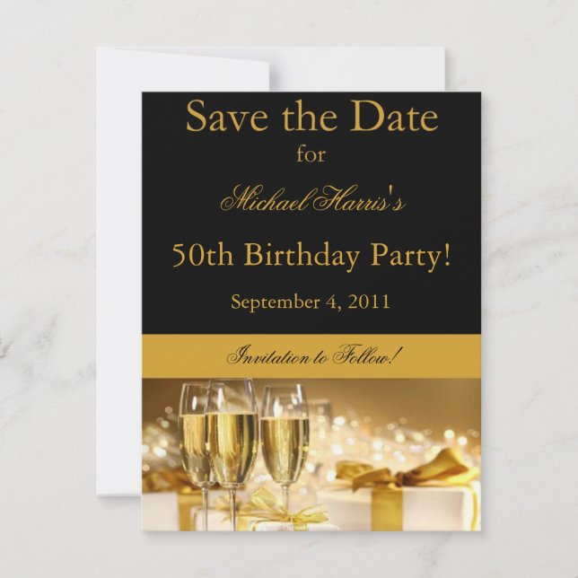 Champagne Sauvez la date Invitation (Devant)