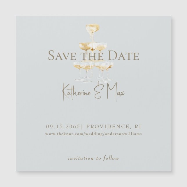 Champagne Seafoam Wedding Save the Date Magnetic (Devant)