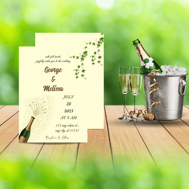 Champagne themed wedding invitation (Créateur téléchargé)