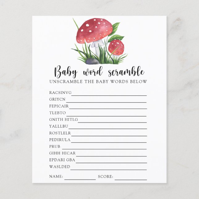 Champignon Automne Baby Mot Scramble Jeu (Devant)