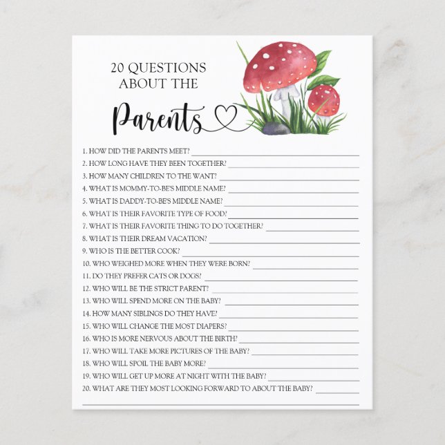 Champignon d'aquarelle - jeux sur les parents (Devant)