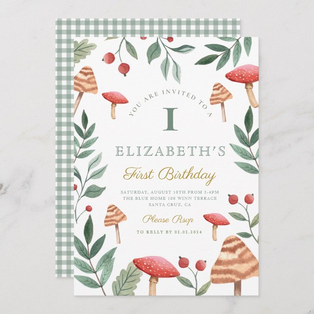 Champignon forestier Première Invitation d'anniver (Créateur téléchargé)