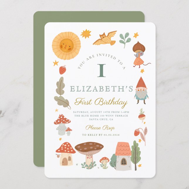 Champignon forestier Première Invitation d'anniver (Créateur téléchargé)