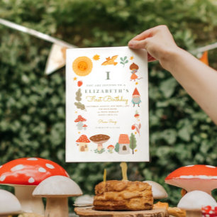 Champignon forestier Première Invitation d'anniver