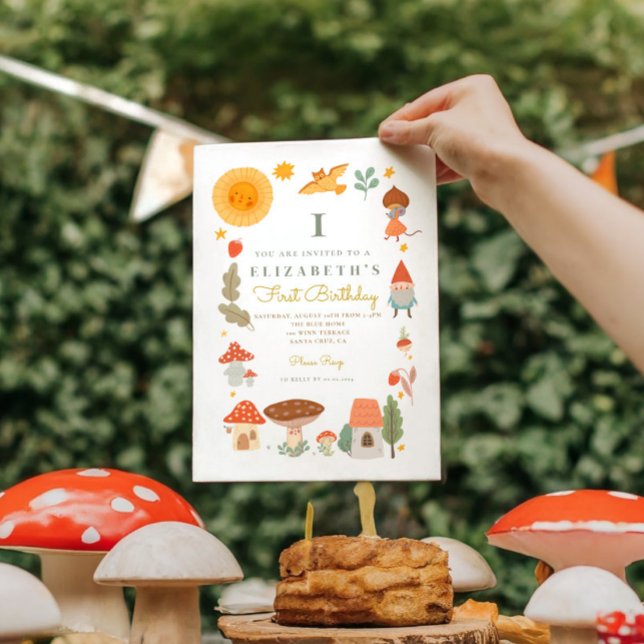 Champignon forestier Première Invitation d'anniver (Créateur téléchargé)