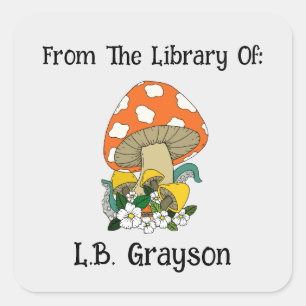 Champignon rétro du Étiquette de livre personnalis