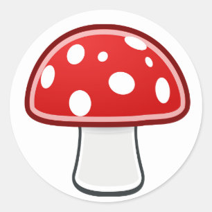 Champignon rouge et blanc sur autocollant blanc