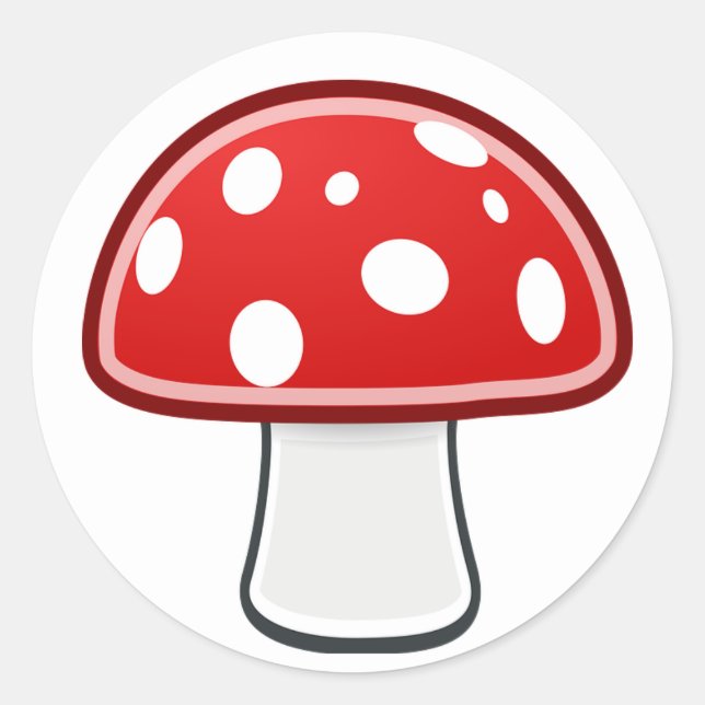 Champignon rouge et blanc sur autocollant blanc (Devant)