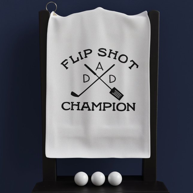 Champignon Serviette de Golf Funny Flip Shot (Does your dad like to flip burgers after his time on the golf course? Add his initials)