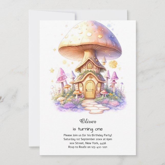 Champignons 1er anniversaire Invitation (Devant)