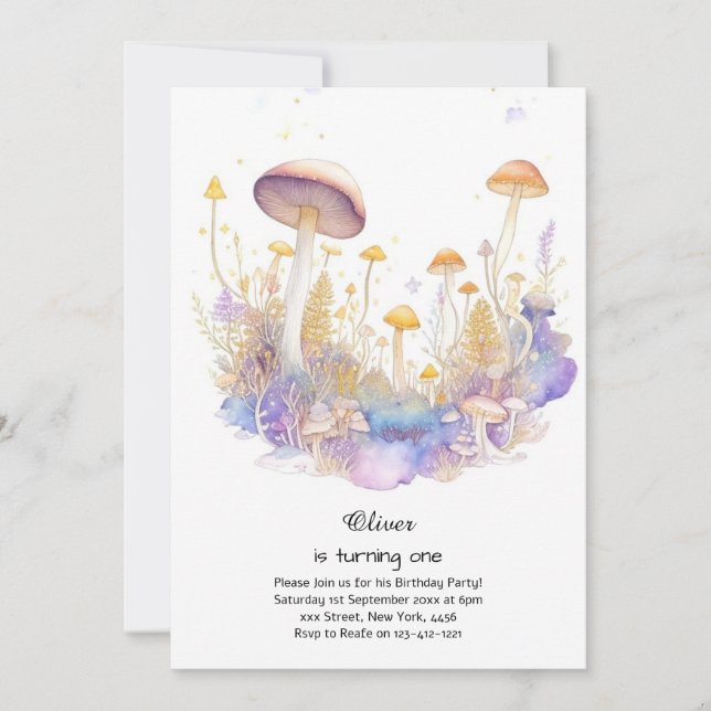 Champignons 1er anniversaire Invitation (Devant)