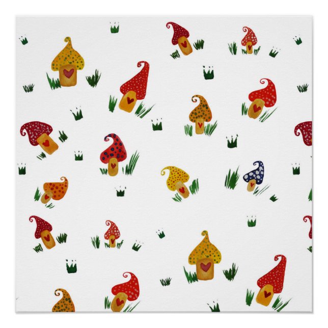 Champignons avec coeur Poster Papier (Semi-Gloss) (Devant)