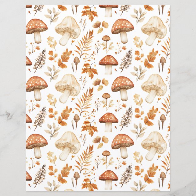 champignons colorés tombent papier motif scrapbook (Devant)