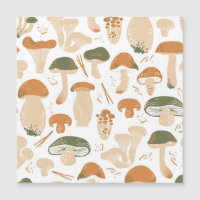 Champignons comestibles Linocut Motif Vintage