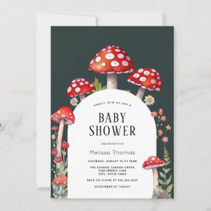 Champignons Cottage Bois Baby shower Invitation