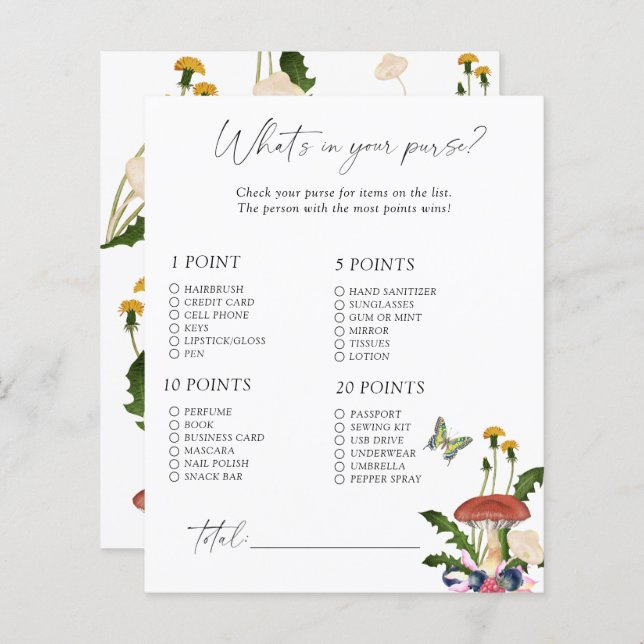 Champignons d'automne - Qu'y a-t-il dans votre jeu (Devant / Derrière)