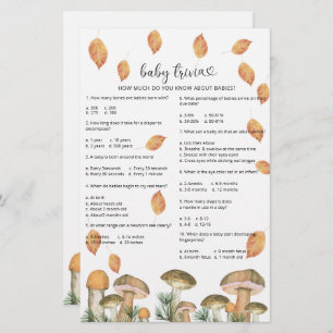 Champignons de automne - Trivia bébé   Jeu Baby sh