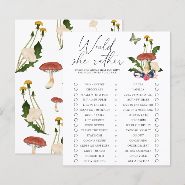 champignons de la forêt d'automne - Elle préfère l (Devant / Derrière)