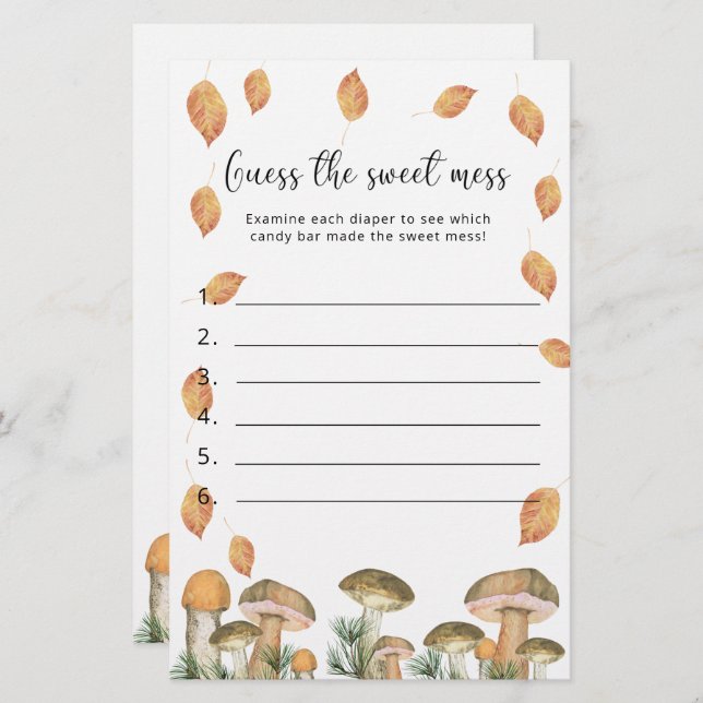 Champignons - Devinez la douceur Mess, jeu de Baby (Devant / Derrière)