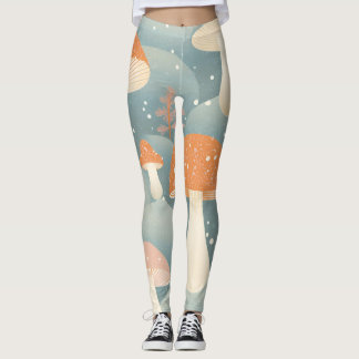 Champignons d'hiver Imprimer Leggings en couleurs