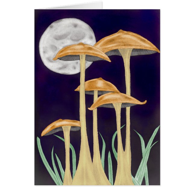 Champignons en clair de lune Carte de voeux (Devant)
