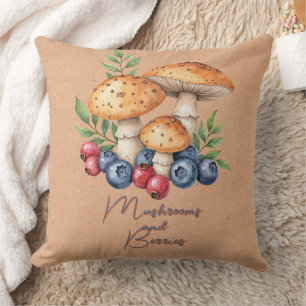 Champignons et baies sur oreiller Brown