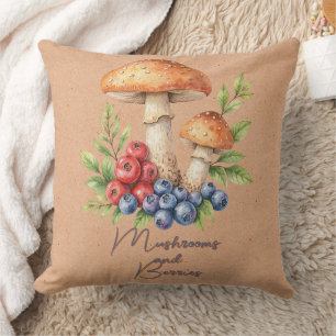 Champignons et baies sur oreiller Brown