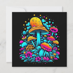 Champignons et fleurs rétro Neon Ai Art