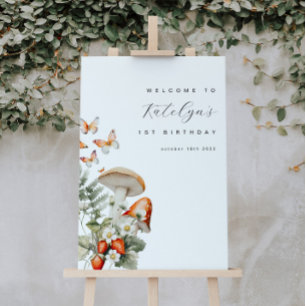 Champignons et fraises Affiche de bienvenue d'anni