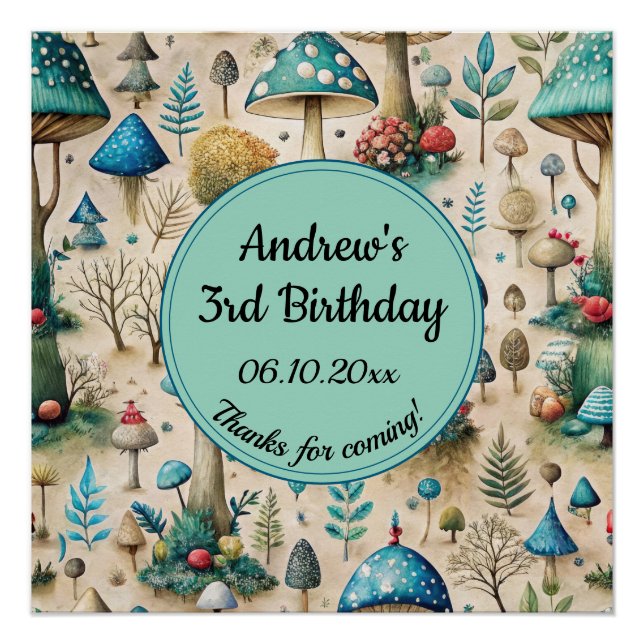 Champignons Fairyland Anniversaire Affiche de bien (Devant)