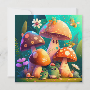 Champignons fleurs vertes dans le champ