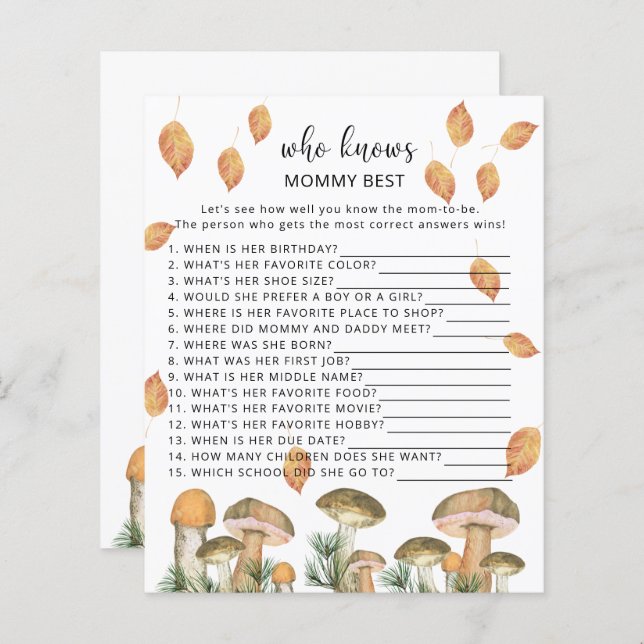 Champignons forestiers - Qui connaît maman mieux (Devant / Derrière)