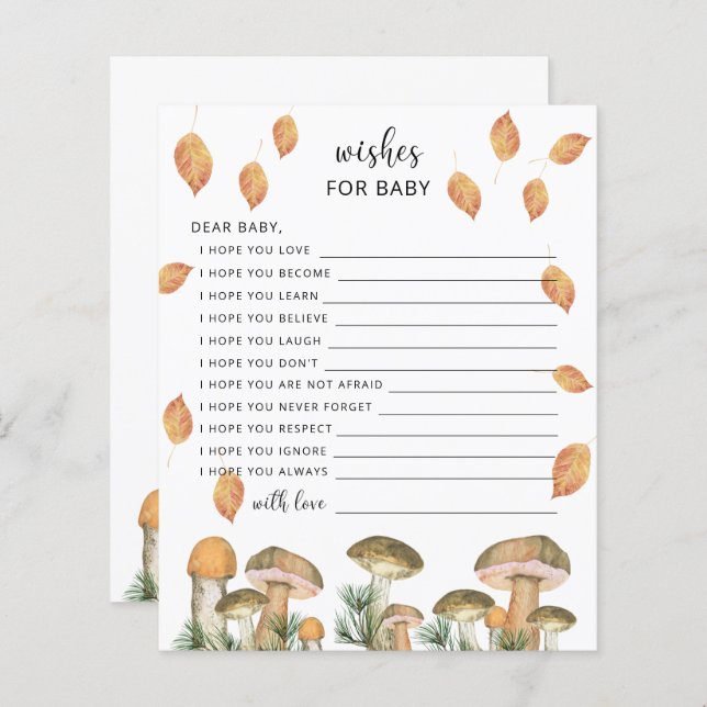 Champignons forestiers - voeux pour bébé (Devant / Derrière)