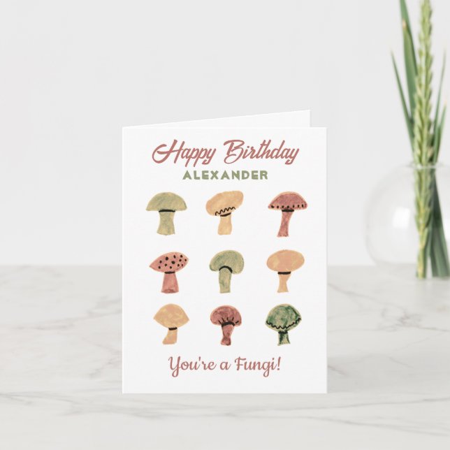 Champignons Funny Carte d'anniversaire personnalis (Devant)